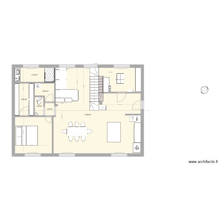 RDC6. Plan de 6 pièces et 87 m2