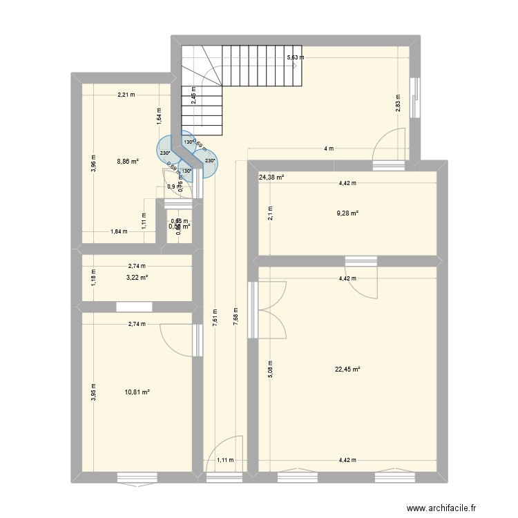 Plan 1. Plan de 7 pièces et 80 m2