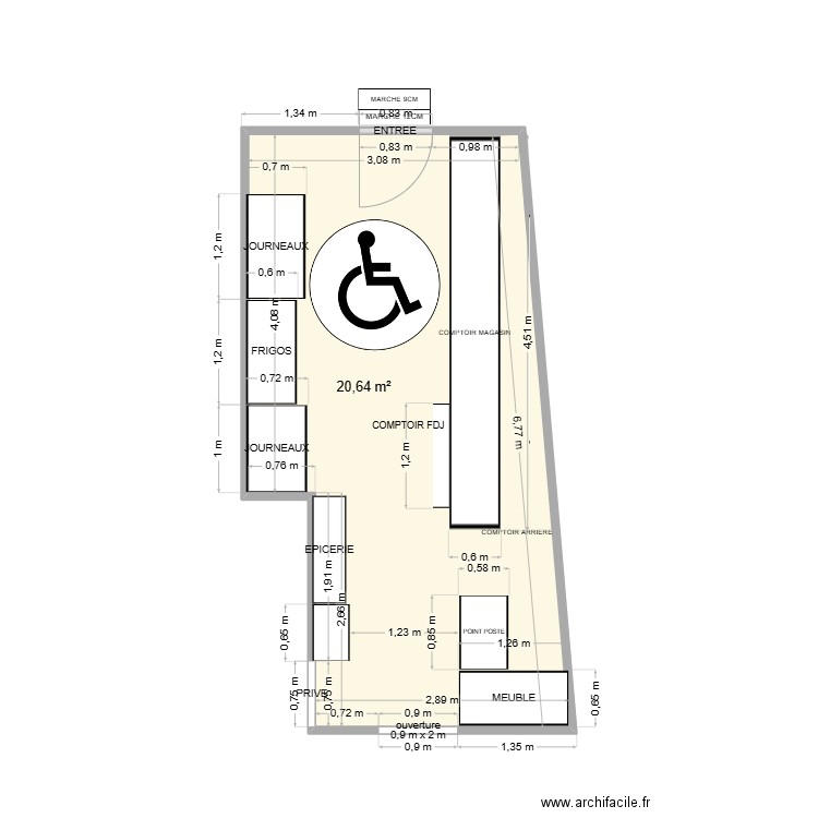 MAGASIN - CAFE DES SPORTS - ABANCOURT. Plan de 1 pièce et 21 m2