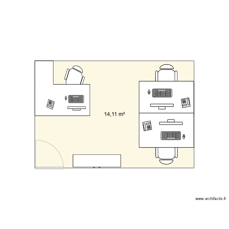 Option 1 . Plan de 1 pièce et 14 m2