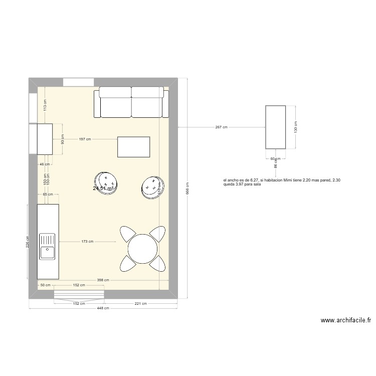 maubeuge grand 3. Plan de 1 pièce et 25 m2