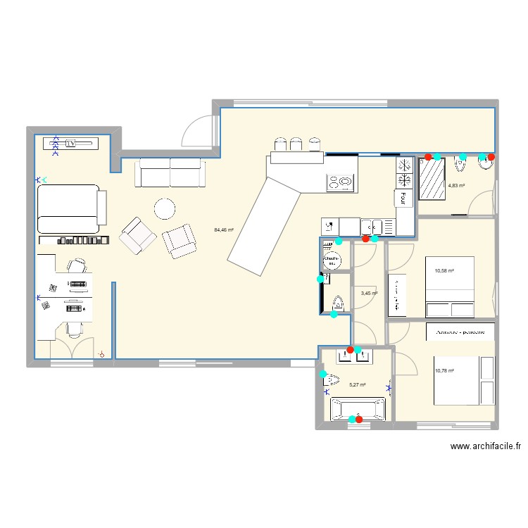 PROJET ANNEXE SANITAIRE. Plan de 8 pièces et 121 m2