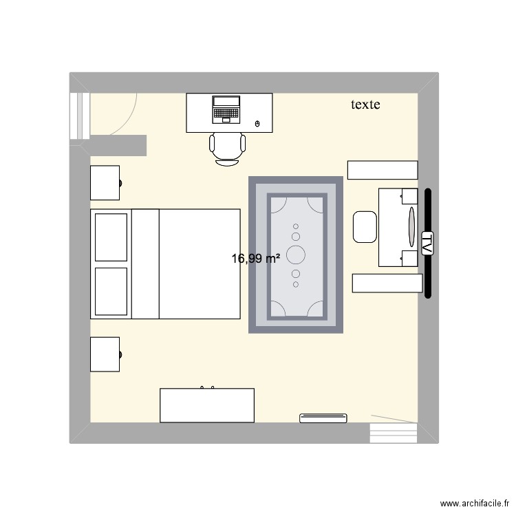 ma chambre de reves. Plan de 1 pièce et 17 m2