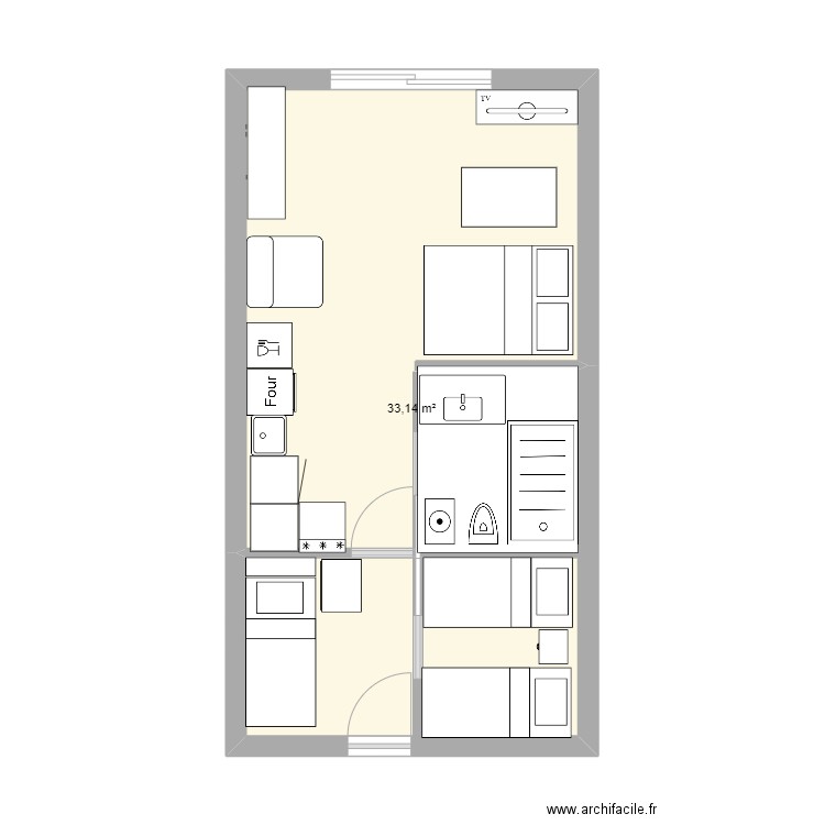 MARINA 63. Plan de 1 pièce et 33 m2