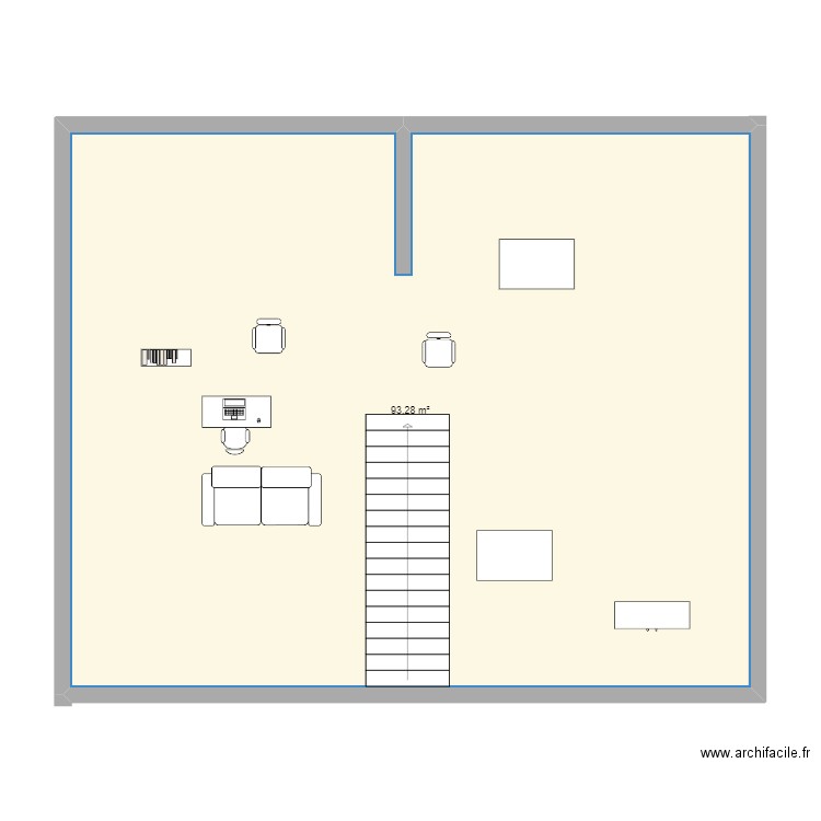 locaux. Plan de 1 pièce et 93 m2