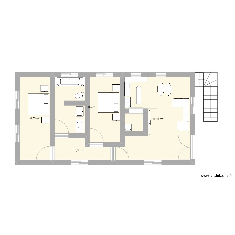 STUDIO LUC. Plan de 4 pièces et 41 m2