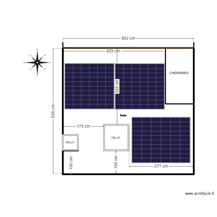 TOIT. Plan de 1 pièce et 3 m2