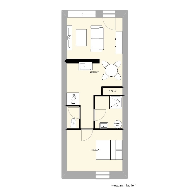 Test. Plan de 3 pièces et 42 m2