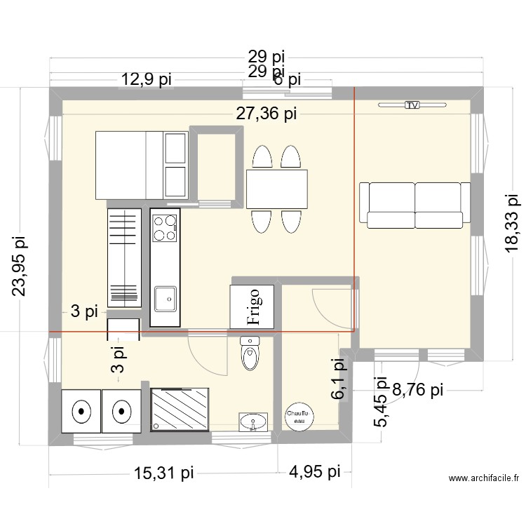 65 Du Hibou Finale. Plan de 3 pièces et 49 m2