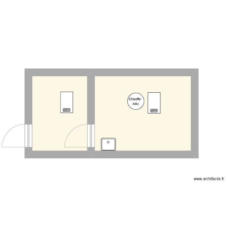 Chaufferie. Plan de 2 pièces et 14 m2