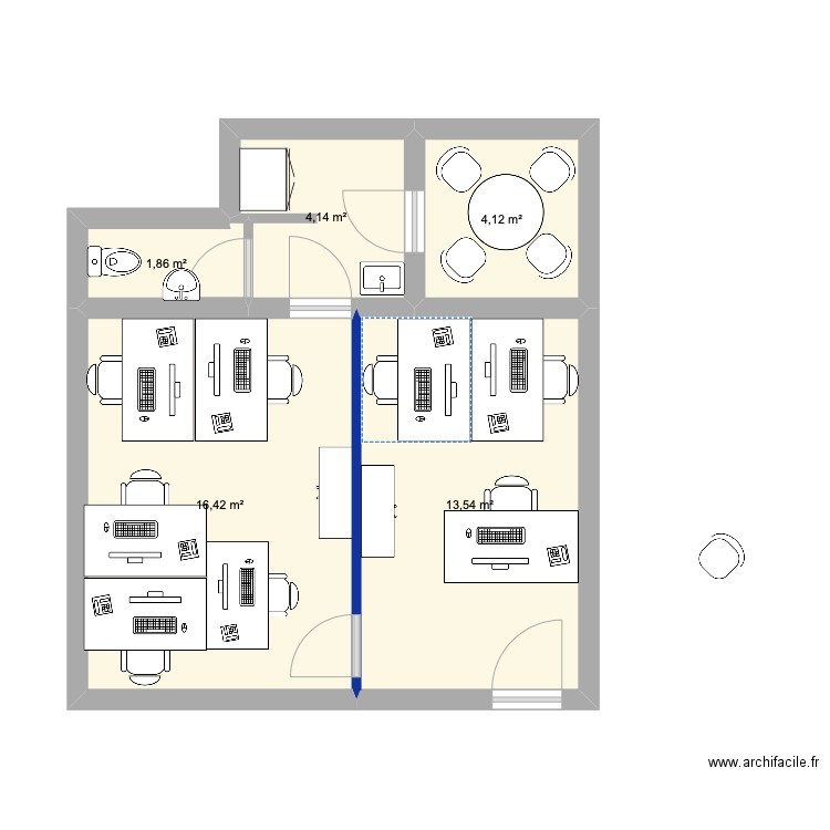 39 Auguste Renoir - Etude 3. Plan de 4 pièces et 38 m2