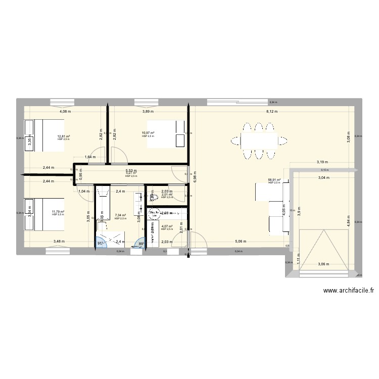 LOT NAVARRE. Plan de 8 pièces et 113 m2