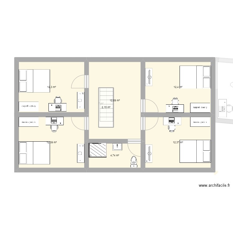 plan maison 1. Plan de 13 pièces et 167 m2