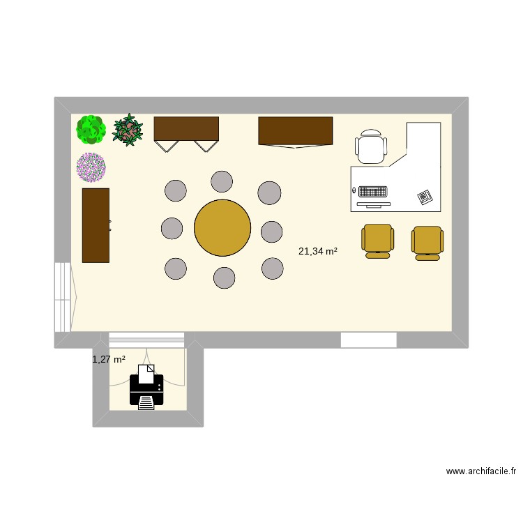 plan bureau. Plan de 2 pièces et 23 m2