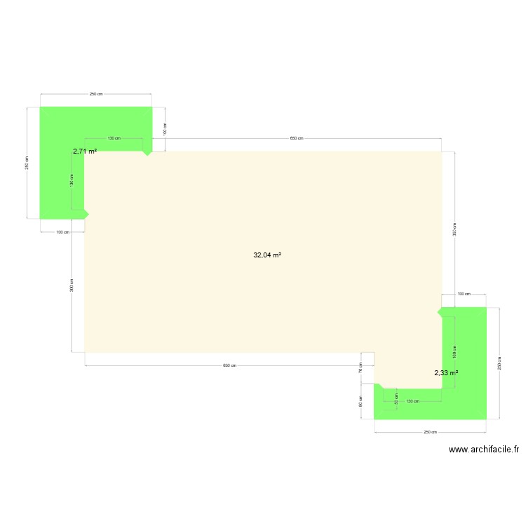 Piscine terrassement. Plan de 3 pièces et 37 m2