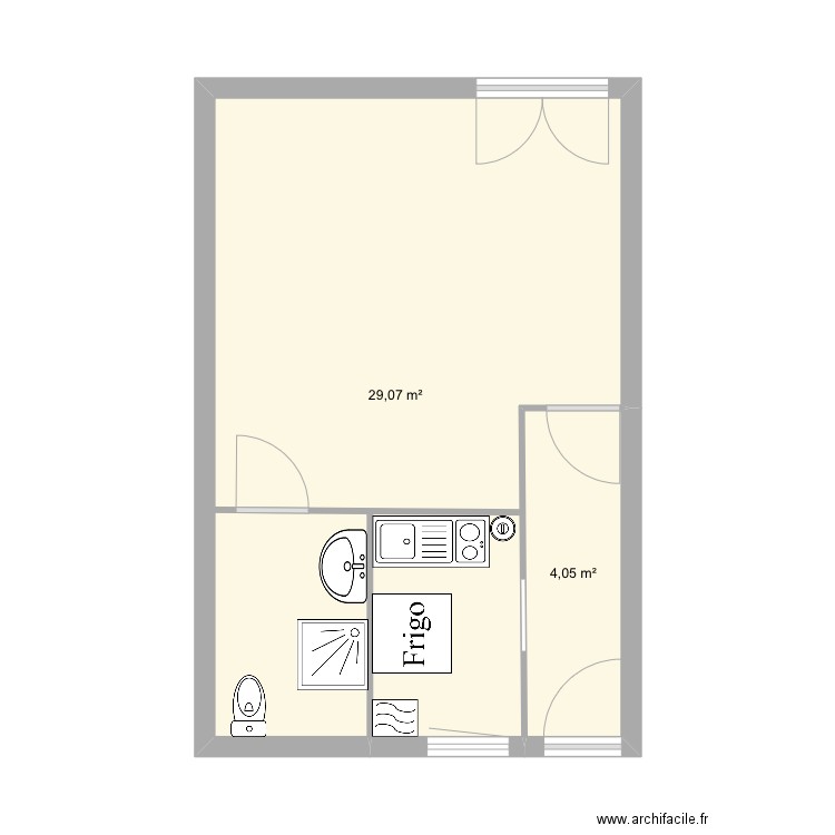 Maison des Fontu. Plan de 2 pièces et 33 m2