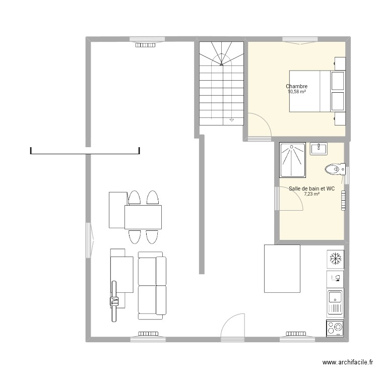 Nomexy . Plan de 2 pièces et 18 m2