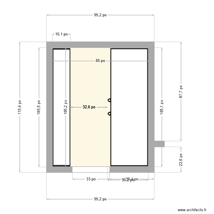 EntrepotAlcool2. Plan de 1 pièce et 6 m2