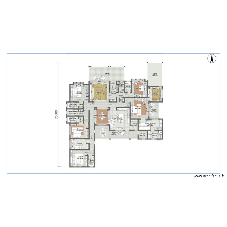 Villa de reve ABANG BETHEL. Plan de 14 pièces et 120 m2