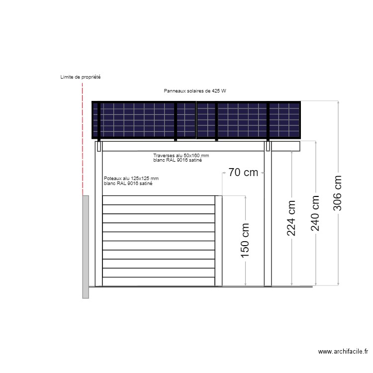 vue de cote pergola solaire avec PS. Plan de 0 pièce et 0 m2