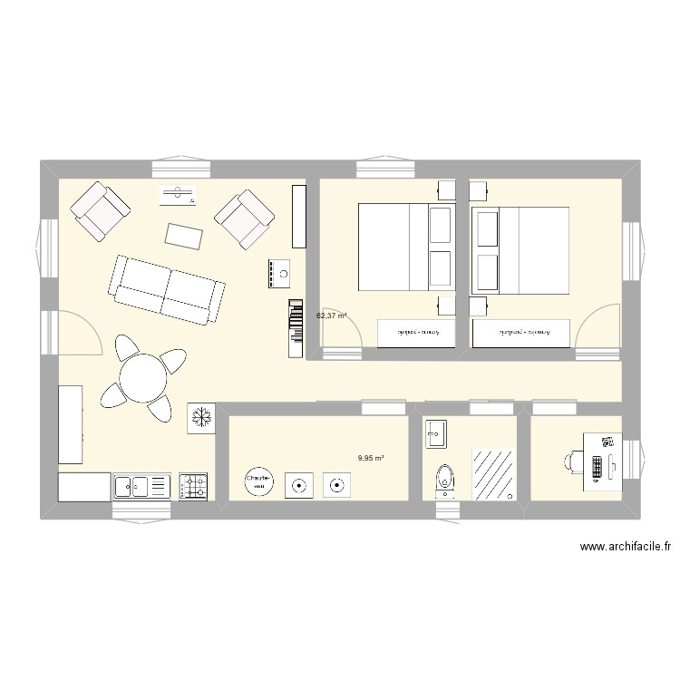 Greenhabitat mdle OSLO 96.67 m2 ext et 81,55 m2 INT. Plan de 2 pièces et 72 m2