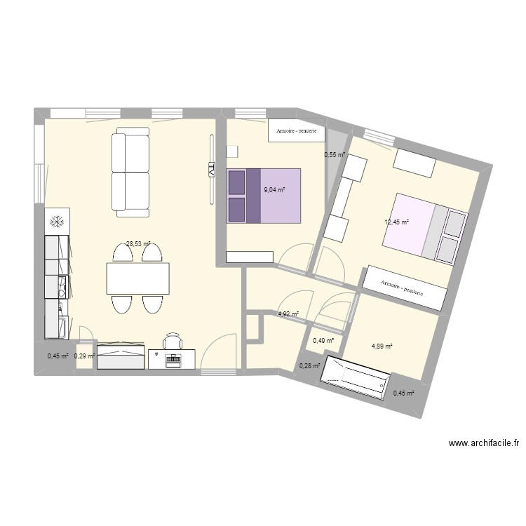 APT3. Plan de 11 pièces et 62 m2