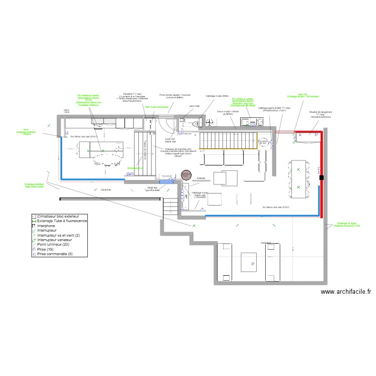 Roc Mer  - Agencement cuisine V3. Plan de 1 pièce et 2 m2