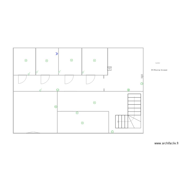 cave m. Plan de 8 pièces et 60 m2