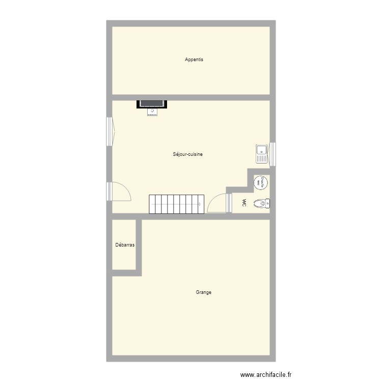 SCI SIMON RDC. Plan de 5 pièces et 89 m2