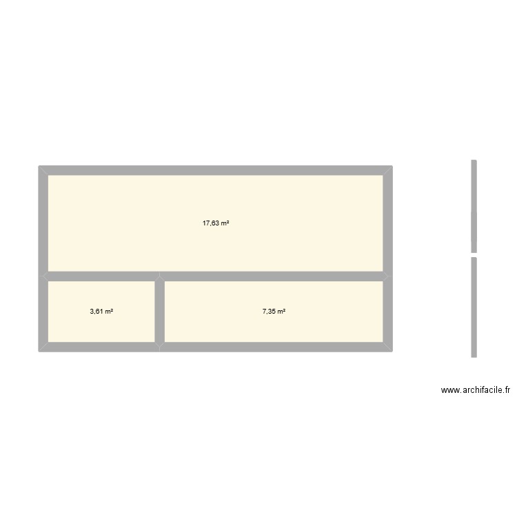 Labo cuisine. Plan de 3 pièces et 29 m2