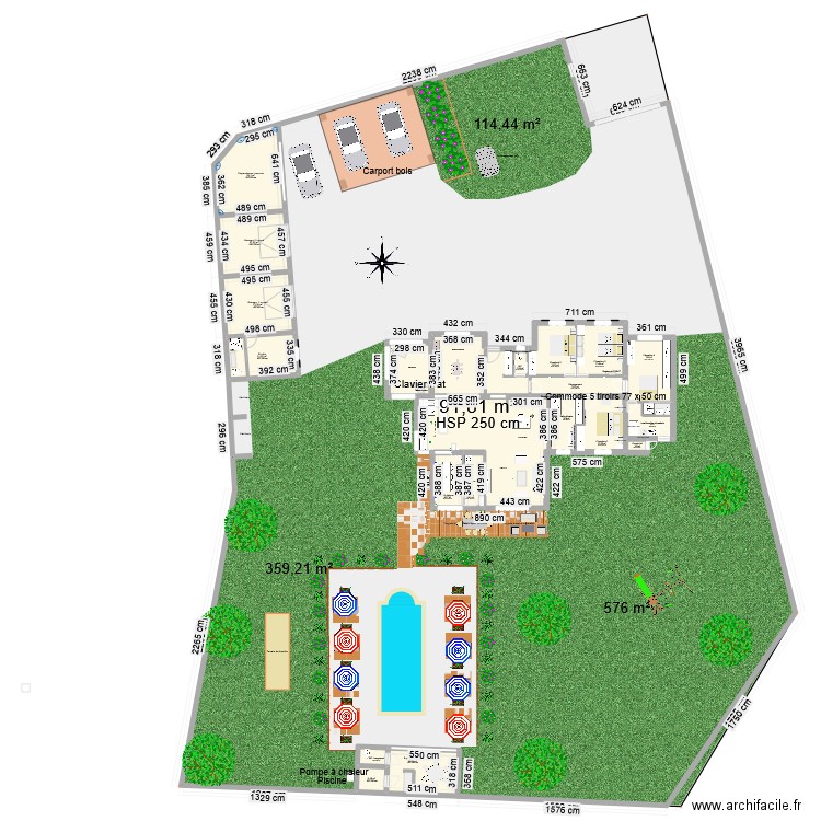 Maison Cahors. Plan de 13 pièces et 188 m2