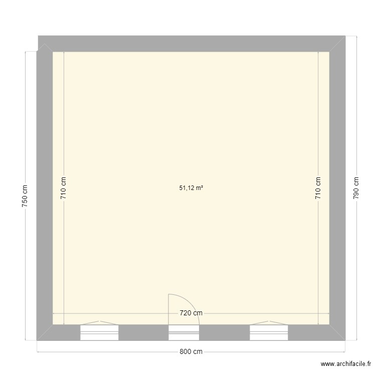 ferme. Plan de 1 pièce et 51 m2