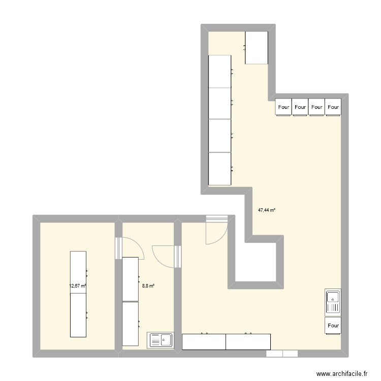 rapport de stage. Plan de 3 pièces et 69 m2