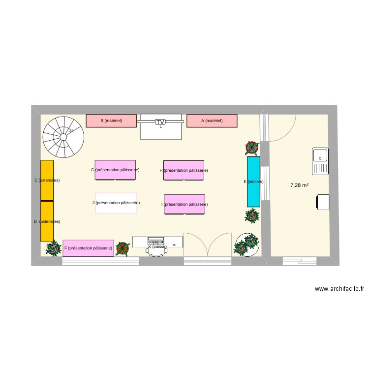 Plan de Régaltoi. Plan de 2 pièces et 34 m2