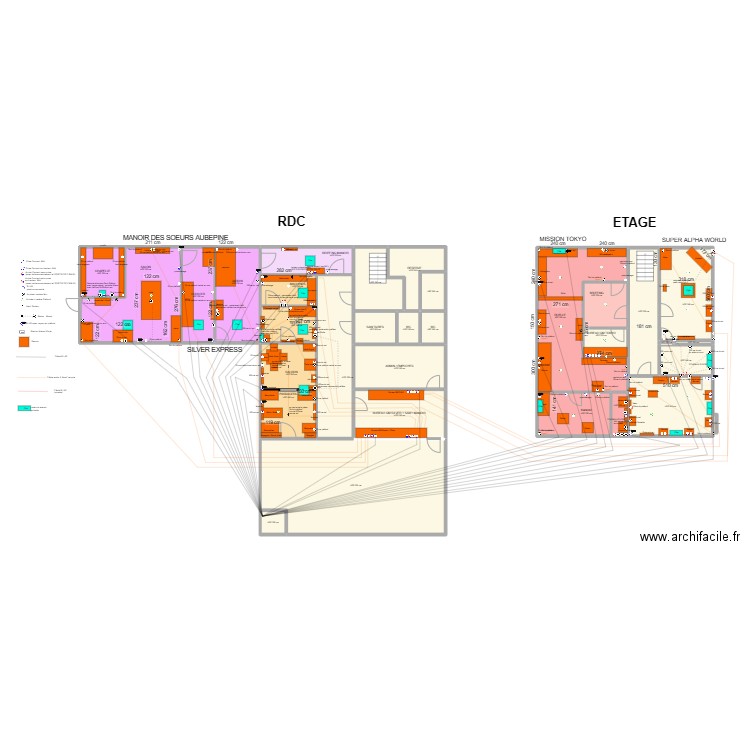 AIX V3 -cotes. Plan de 32 pièces et 373 m2