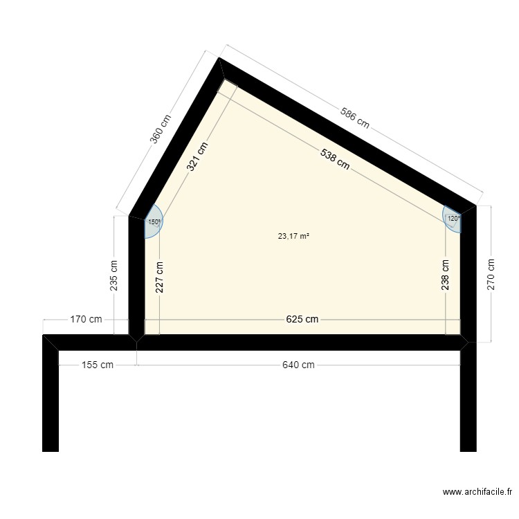 extension maison. Plan de 1 pièce et 23 m2