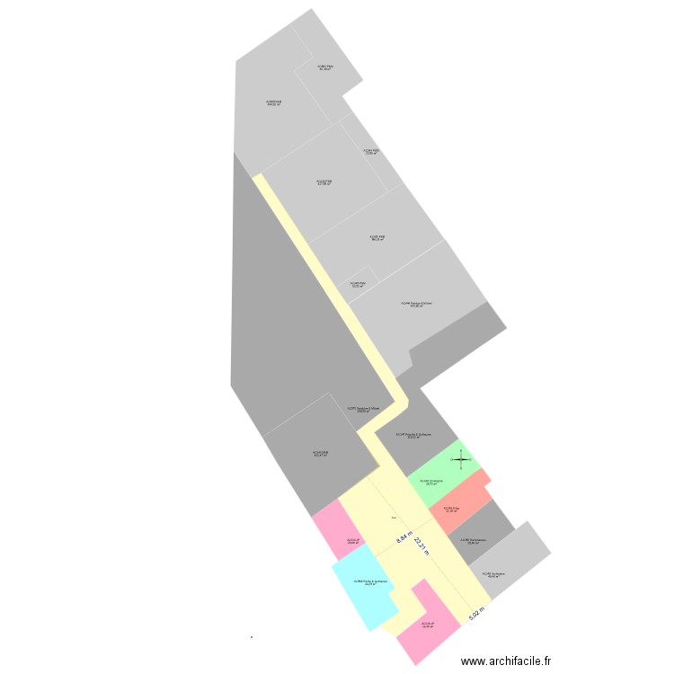 Cour cadastre cotée. Plan de 0 pièce et 0 m2