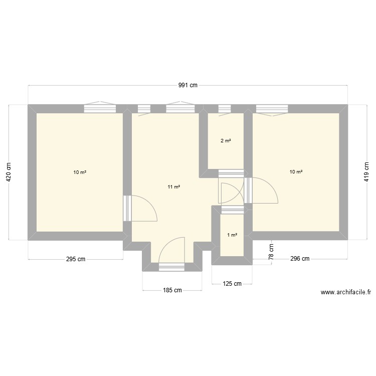 projet. Plan de 5 pièces et 34 m2