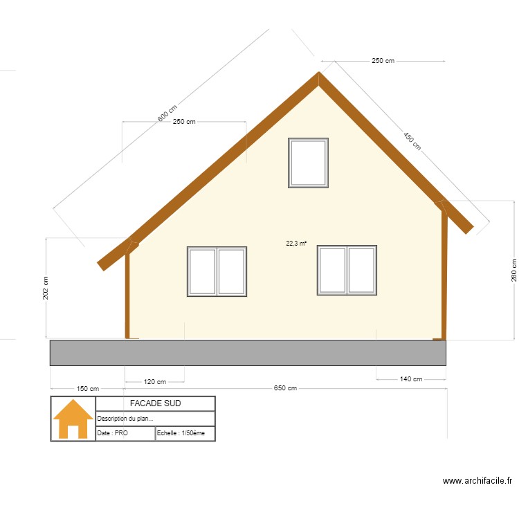 façade  SUD V5. Plan de 0 pièce et 0 m2