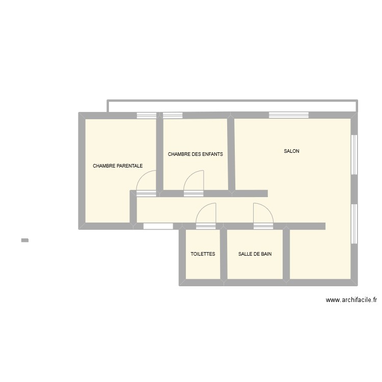 GADROY. Plan de 5 pièces et 54 m2