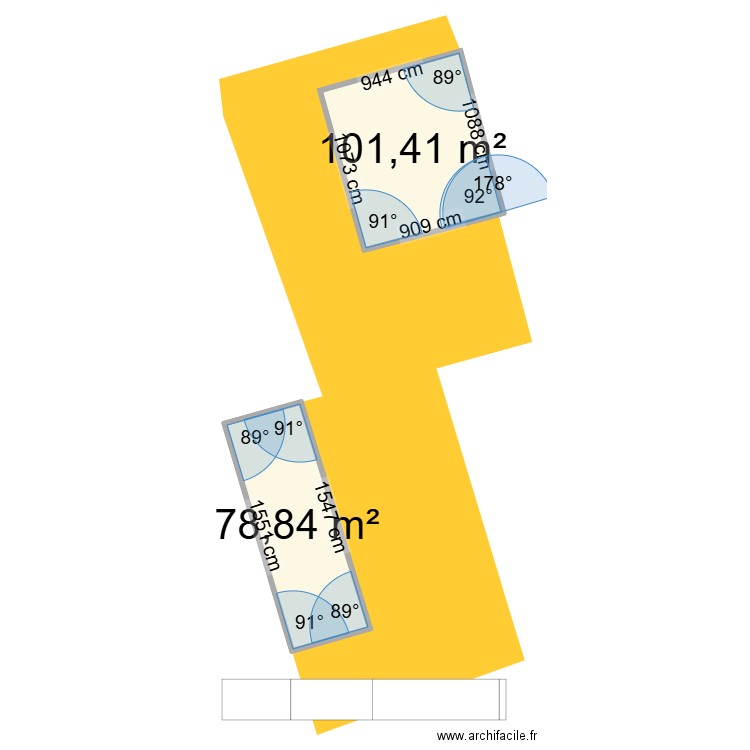 jolivet 1. Plan de 2 pièces et 180 m2