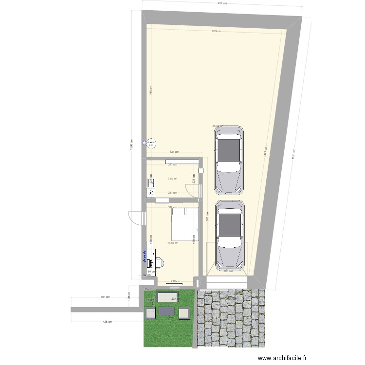 Plan ECURIE 2. Plan de 3 pièces et 107 m2