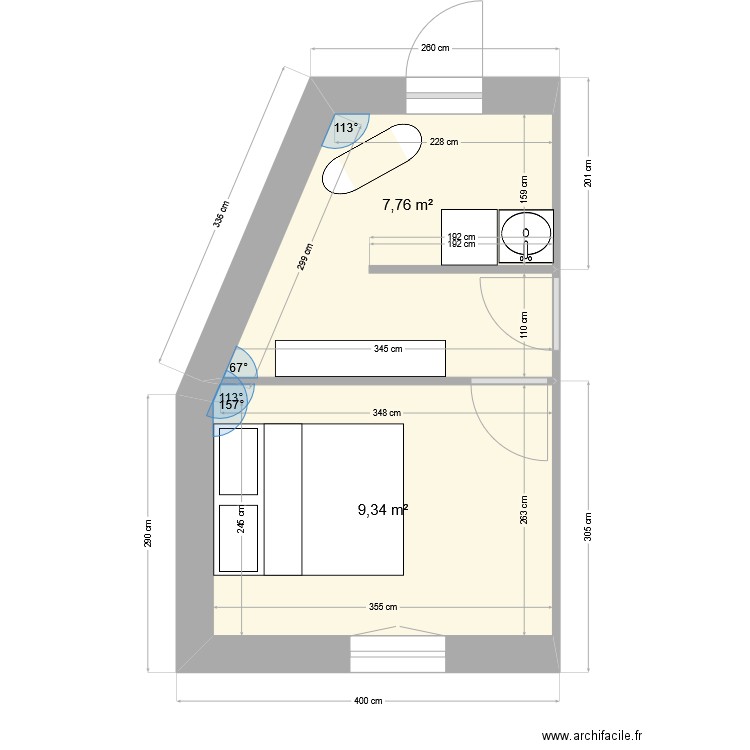 Test_3m. Plan de 2 pièces et 17 m2