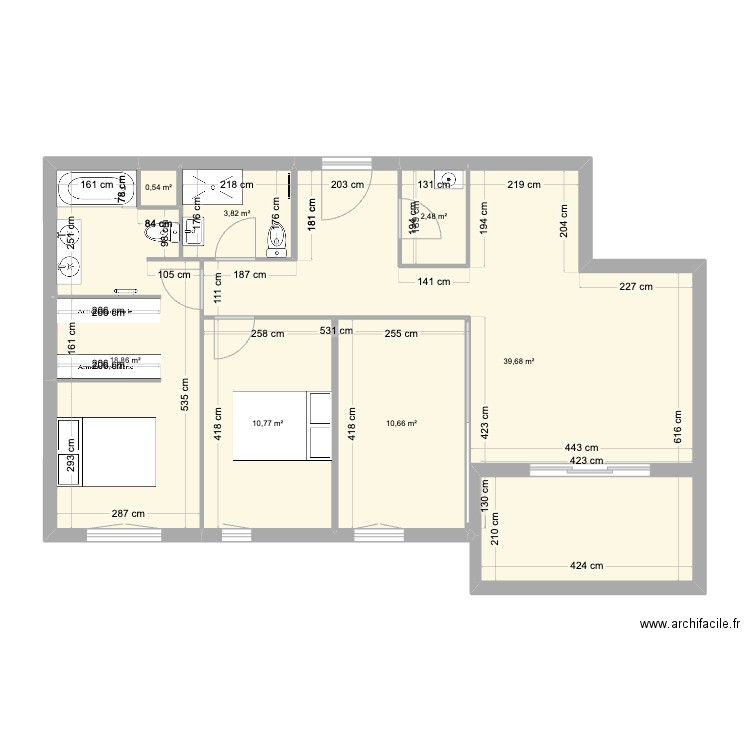 Appartement. Plan de 7 pièces et 87 m2