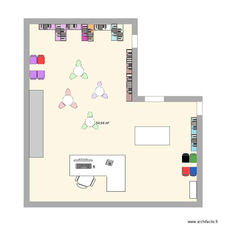 Plan CDI. Plan de 1 pièce et 54 m2