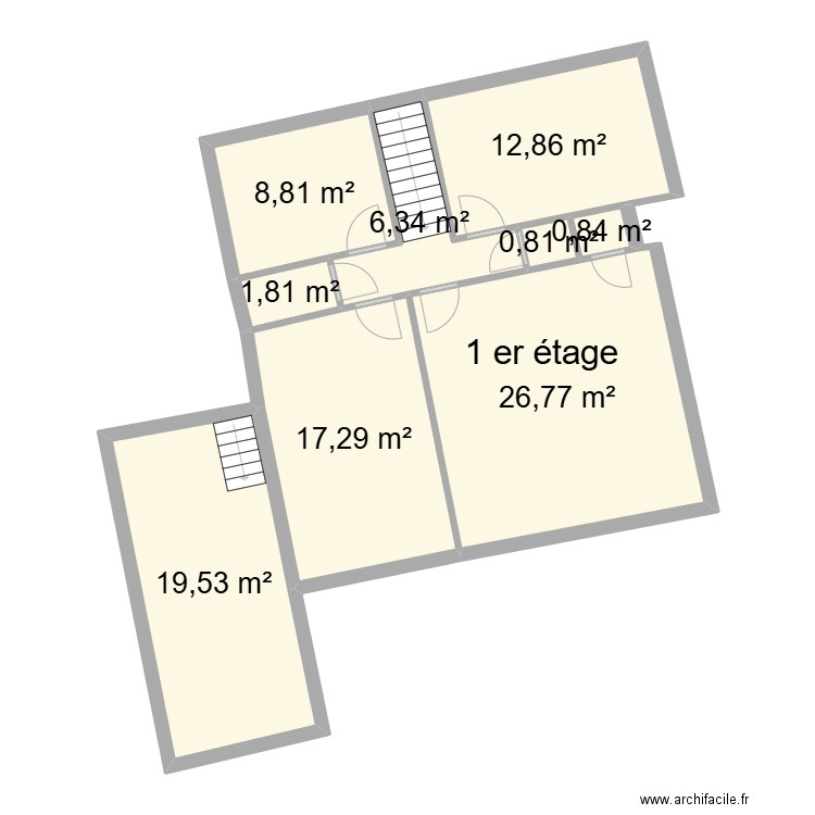 crotoy 1er étage. Plan de 9 pièces et 95 m2