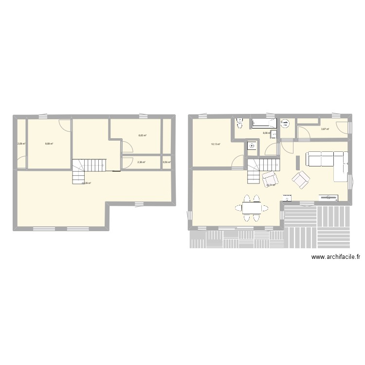 Mil MAISON 1- ETAGE 2. Plan de 10 pièces et 131 m2