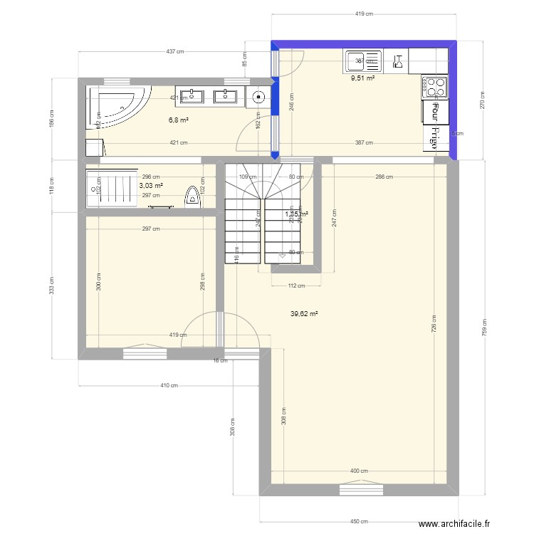 SYLVIE. Plan de 8 pièces et 105 m2