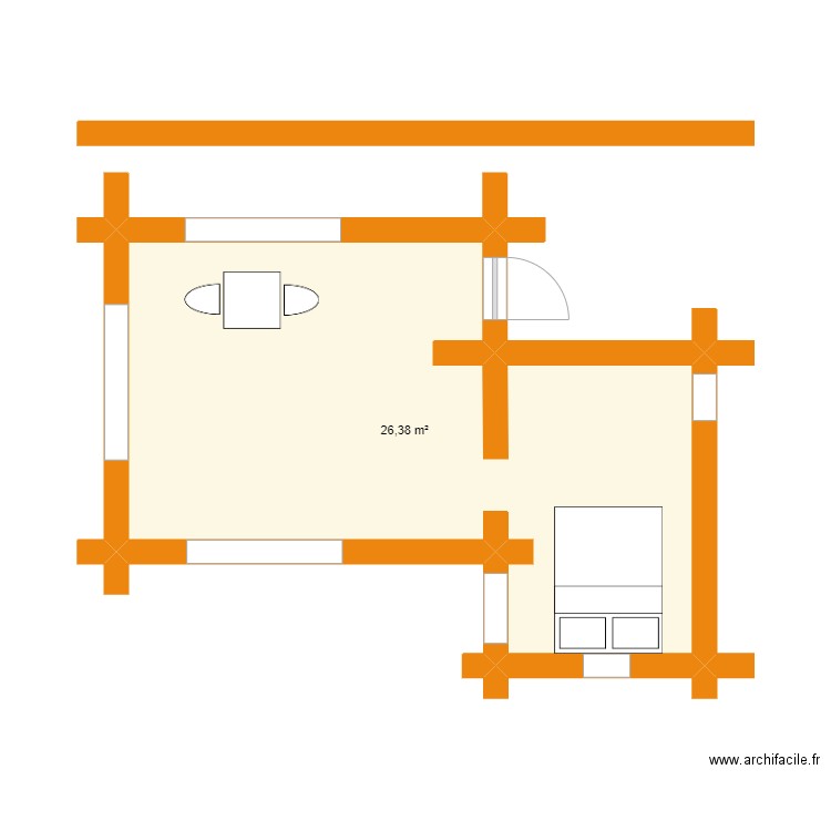 projet fuste. Plan de 1 pièce et 26 m2