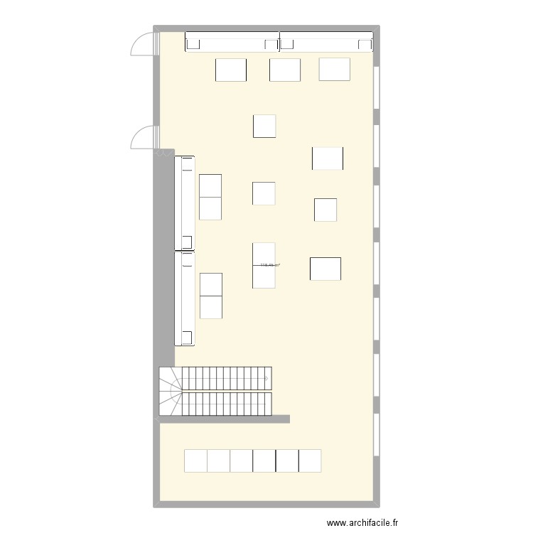 Carcasse Brasserie. Plan de 1 pièce et 118 m2